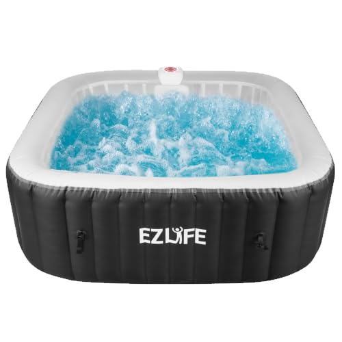 EZLIFE 6-Person Inflatable Hot Tub Spa with LED Light Strip | 130 Air Jets